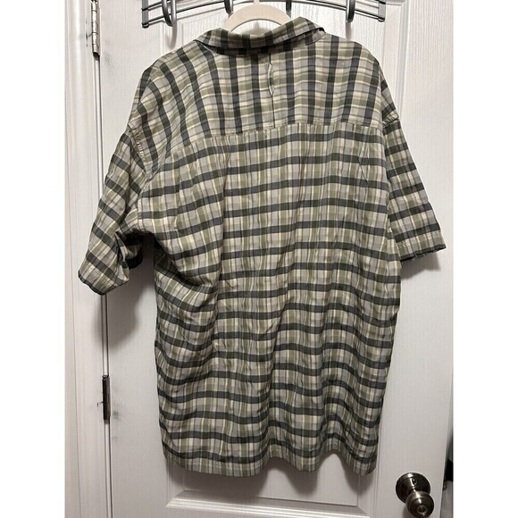 Adventure The North Face Men’s Short Sleeve Button Up Shirt XL Green Gray Plaid - Picture 16 of 16